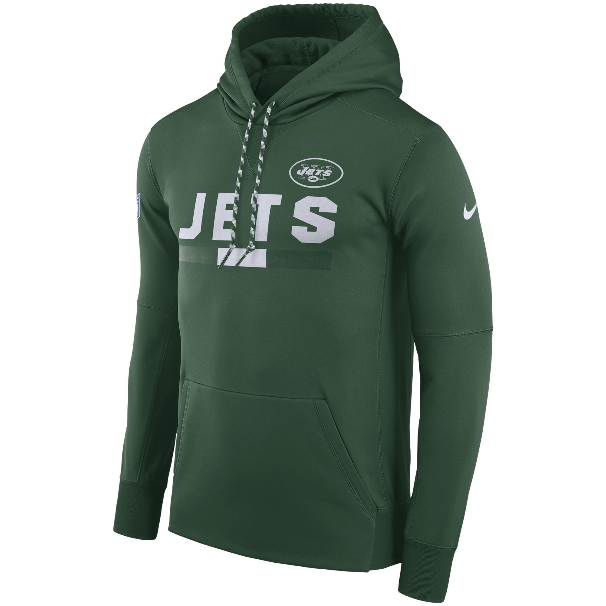 NFL Men New York Jets Nike Green Sideline ThermaFit Performance PO Hoodie